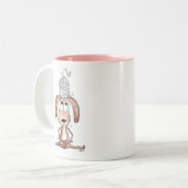 Cute Whimsical Dog met Cat op zijn hoofd Tweekleurige Koffiemok (Voorkant links)