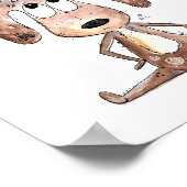 Cute Whimsical Dog met Cat op zijn Poster (Hoek)