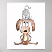 Cute Whimsical Dog met Cat op zijn Poster (Voorkant)