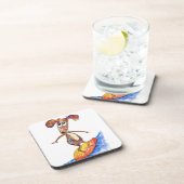 Cute Whimsical Dog op Surfboard Bier Onderzetter (Rechterzijde)