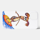 Cute Whimsical Dog op Surfboard Case-Mate iPhone Case (Achterkant (horizontaal))