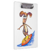 Cute Whimsical Dog op Surfboard Klembord (Rechts)