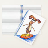 Cute Whimsical Dog op Surfboard Notitieboek (Binnen)