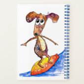 Cute Whimsical Dog op Surfboard Notitieboek (Achterkant)