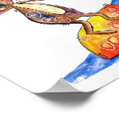 Cute Whimsical Dog op Surfboard Poster (Hoek)