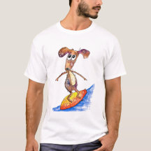 Cute Whimsical Dog op Surfboard