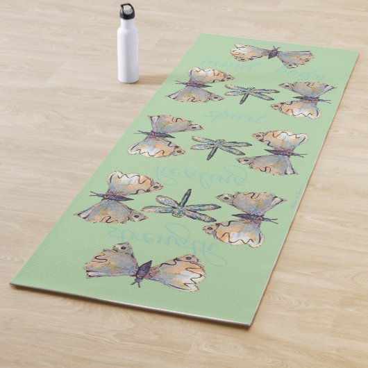 Cute Whimsical Dragonfly Butterfly Maureen Girard Yogamat (In situ)