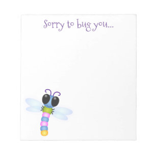 Cute whimsical dragonfly cartoon illustratie notitieblok
