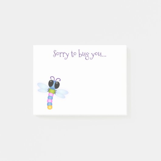 Cute whimsical dragonfly cartoon illustratie post-it® notes (Voorkant)
