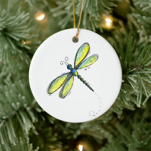 Cute Whimsical Dragonfly Keramisch Ornament (Boom)