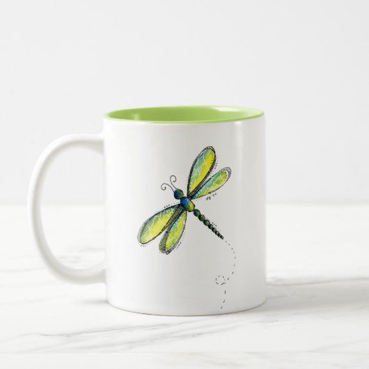Cute Whimsical Dragonfly Tweekleurige Koffiemok (Links)