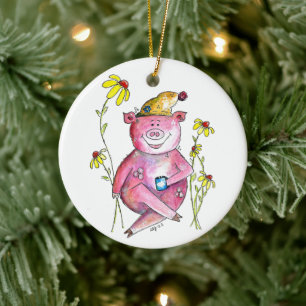 Cute Whimsical Drink koffie Keramisch Ornament