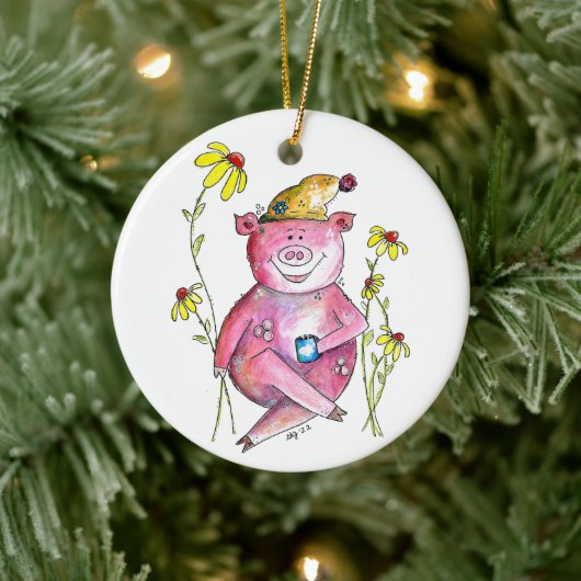 Cute Whimsical Drink koffie Keramisch Ornament (Boom)