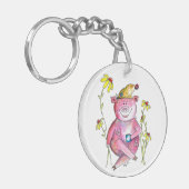 Cute Whimsical Drink koffie Sleutelhanger (Voorkant Links)