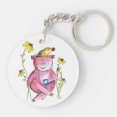 Cute Whimsical Drink koffie Sleutelhanger (Achterkant)