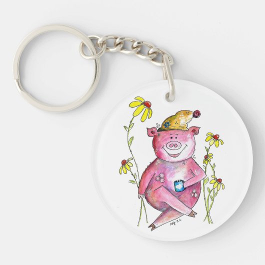 Cute Whimsical Drink koffie Sleutelhanger (Voorkant)