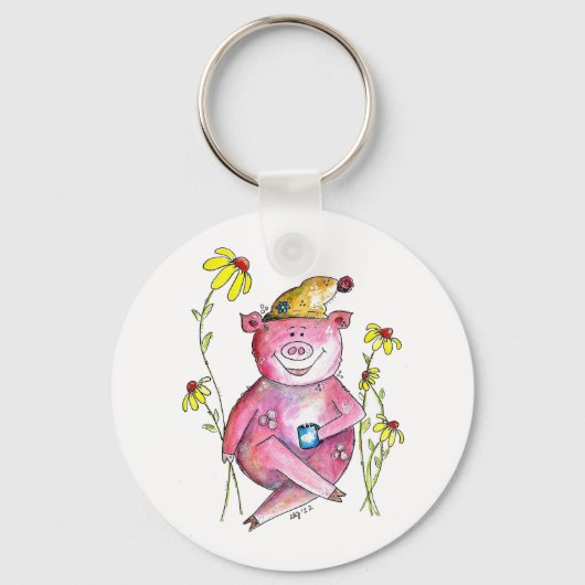 Cute Whimsical Drink koffie Sleutelhanger (Voorkant)