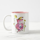 Cute Whimsical Drink koffie Tweekleurige Koffiemok (Links)