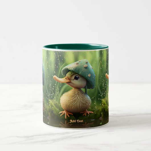 Cute Whimsical Duck Mushroom Pet Personalized Tweekleurige Koffiemok (Center)