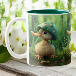 Cute Whimsical Duck Mushroom Pet Personalized Tweekleurige Koffiemok