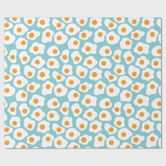 Cute Whimsical Eiolk Pattern in Blauwgroen Blue Cadeaupapier (Vlak)