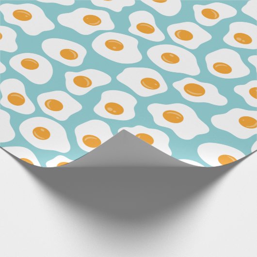 Cute Whimsical Eiolk Pattern in Blauwgroen Blue Cadeaupapier (Hoek)