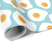 Cute Whimsical Eiolk Pattern in Blauwgroen Blue Cadeaupapier (Rol Hoek)