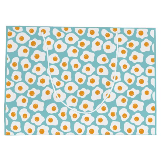 Cute Whimsical Eiolk Pattern in Blauwgroen Blue Groot Cadeauzakje (Achterkant)