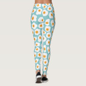 Cute Whimsical Eiolk Pattern in Blauwgroen Blue Leggings (Achterkant)