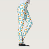 Cute Whimsical Eiolk Pattern in Blauwgroen Blue Leggings (Rechts)