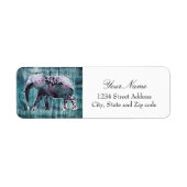 Cute Whimsical Elephant on Wood Design Etiket (Voorkant)