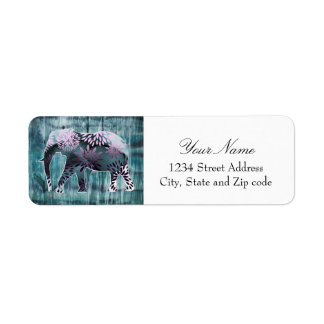 Cute Whimsical Elephant on Wood Design Etiket