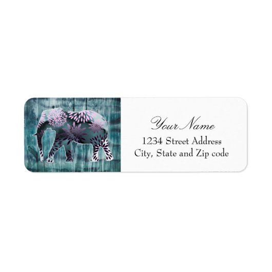 Cute Whimsical Elephant on Wood Design Etiket (Voorkant)