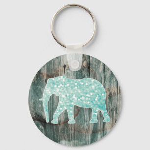 Cute Whimsical Elephant on Wood Design Sleutelhanger