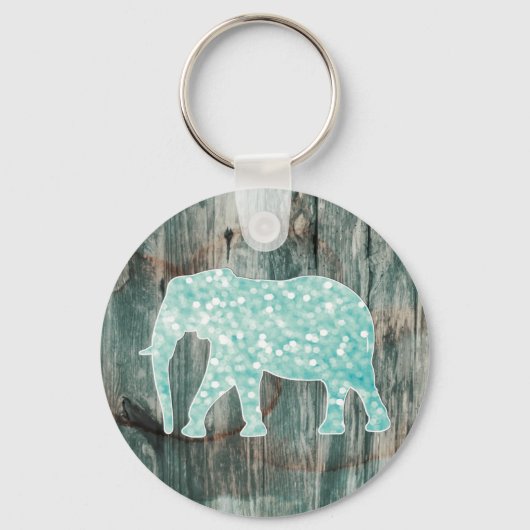 Cute Whimsical Elephant on Wood Design Sleutelhanger (Voorkant)