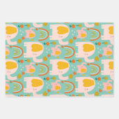 Cute Whimsical Elephants Flowers Blush Mint Spring Inpakpapier Vel (Voorkant 2)