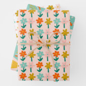 Cute Whimsical Elephants Flowers Blush Mint Spring Inpakpapier Vel (In situ)