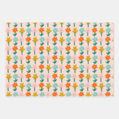 Cute Whimsical Elephants Flowers Blush Mint Spring Inpakpapier Vel (Voorkant)