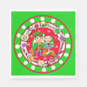 Cute Whimsical Elves Kerstmis Servet (Voorkant)