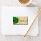 Cute Whimsical Emerald Green Heart Leafed Tree Etiket (Insitu)