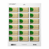 Cute Whimsical Emerald Green Heart Leafed Tree Etiket (Full Sheet)
