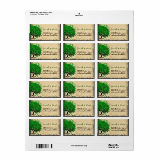Cute Whimsical Emerald Green Heart Leafed Tree Etiket (Full Sheet)