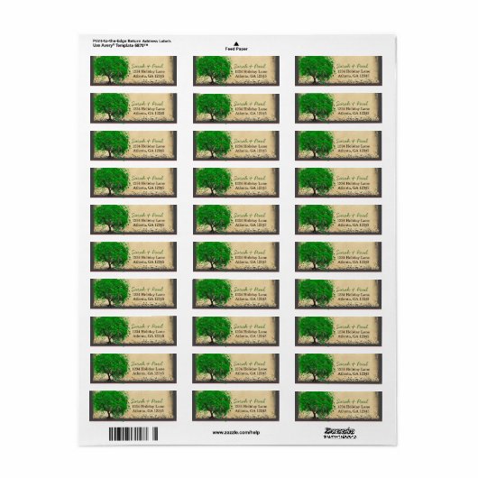 Cute Whimsical Emerald Green Heart Leafed Tree Etiket (Full Sheet)