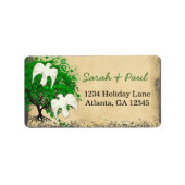 Cute Whimsical Emerald Green Heart Leafed Tree Etiket (Voorkant)