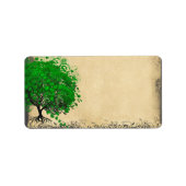Cute Whimsical Emerald Green Heart Leafed Tree Etiket (Voorkant)