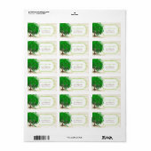 Cute Whimsical Emerald Green Heart Leafed Tree Etiket (Full Sheet)
