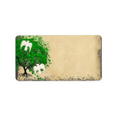 Cute Whimsical Emerald Green Heart Leafed Tree Etiket (Voorkant)