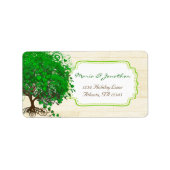 Cute Whimsical Emerald Green Heart Leafed Tree Etiket (Voorkant)