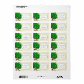 Cute Whimsical Emerald Green Heart Leafed Tree Etiket (Full Sheet)