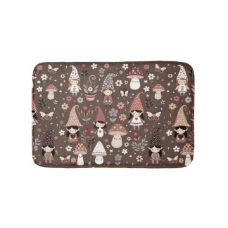Cute Whimsical Fair Gnomes and Mushrooms  Badmat